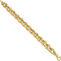 14K Yellow Gold Polished Fancy Link 7.5" Bracelet - 11.4mm Width by 0