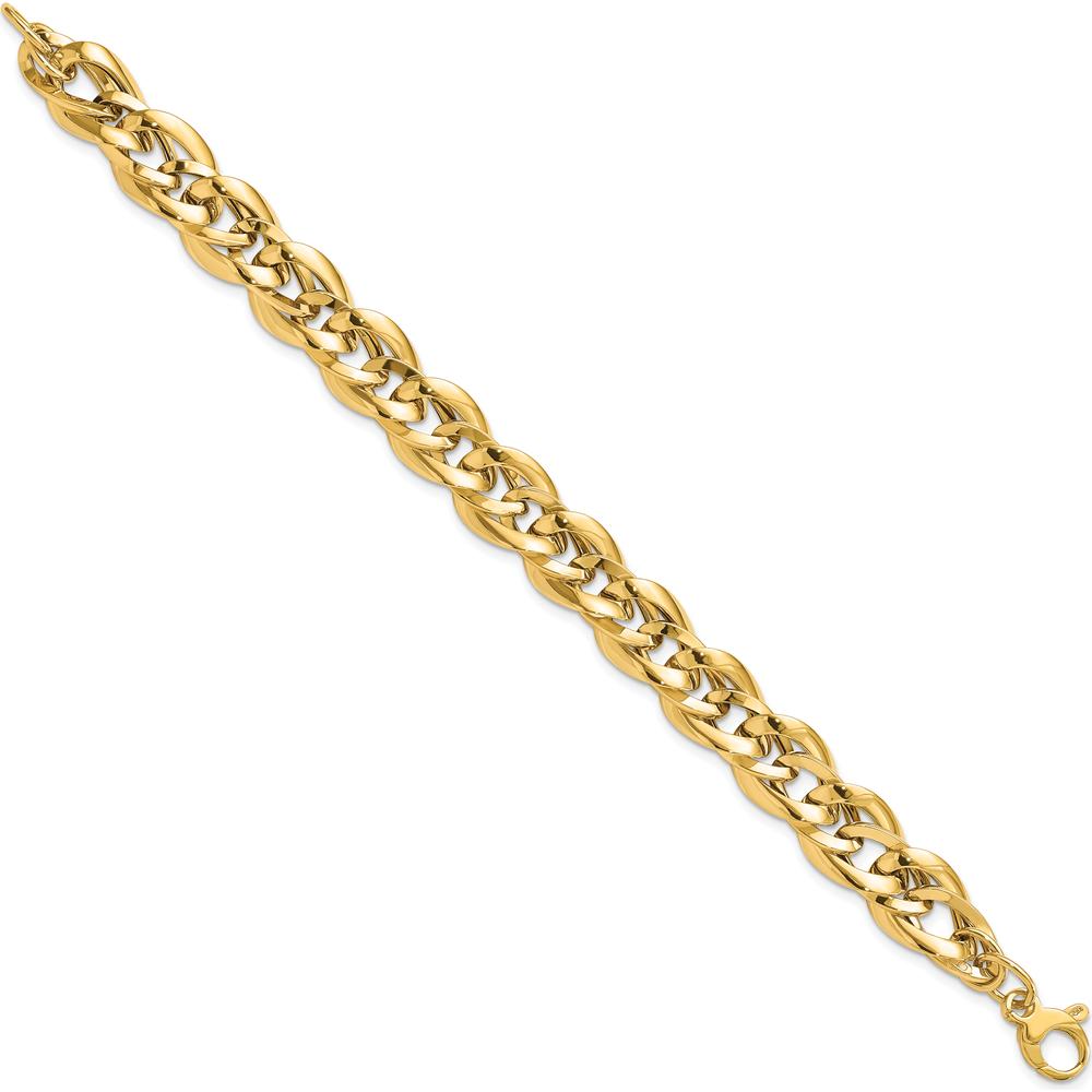 14K Yellow Gold Polished Fancy Link 7.5" Bracelet - 11.4mm Width by 0