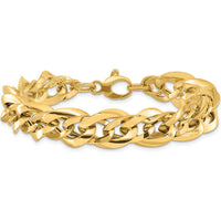 14K Yellow Gold Polished Fancy Link 7.5" Bracelet - 11.4mm Width by 0