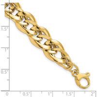 14K Yellow Gold Polished Fancy Link 7.5" Bracelet - 11.4mm Width by 0
