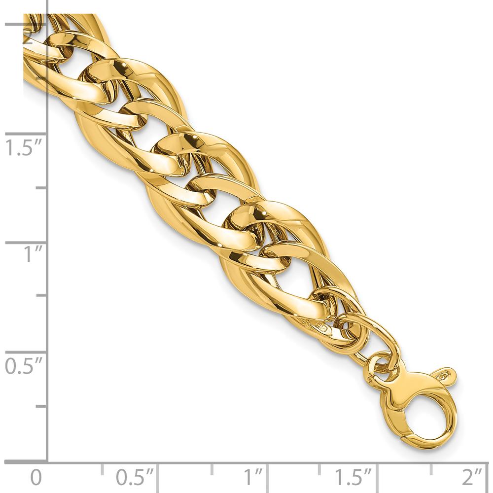 14K Yellow Gold Polished Fancy Link 7.5" Bracelet - 11.4mm Width by 0