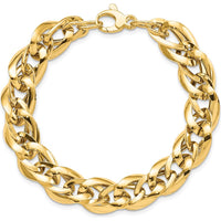 14K Yellow Gold Polished Fancy Link 7.5" Bracelet - 11.4mm Width by 0