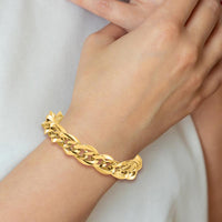 14K Yellow Gold Polished Fancy Link 7.5" Bracelet - 11.4mm Width by 0