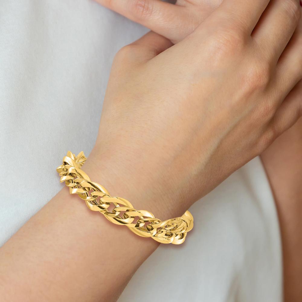 14K Yellow Gold Polished Fancy Link 7.5" Bracelet - 11.4mm Width by 0
