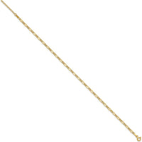 14K Yellow Gold Polished Fancy Link Anklet with Adjustable 1" Extender - 10" Total Length