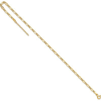 14K Yellow Gold Polished Fancy Link Anklet with Adjustable 1" Extender - 10" Total Length