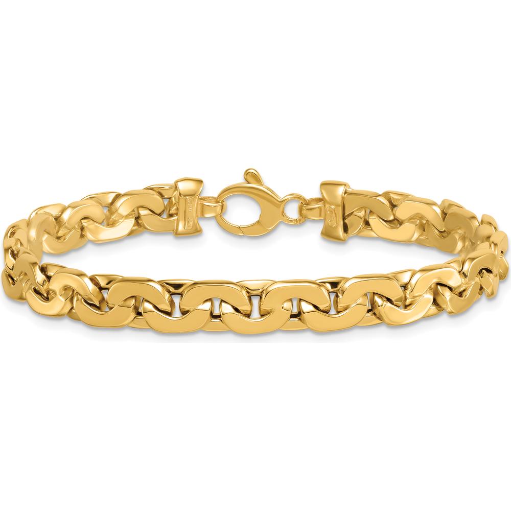 14K Yellow Gold Polished Fancy Link Bracelet - 7.5" Length, 6.95mm Width by 0