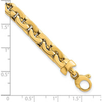 14K Yellow Gold Polished Fancy Link Bracelet - 7.5" Length, 6.95mm Width by 0