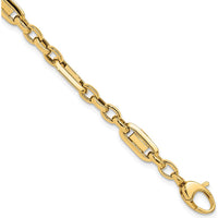 14K Yellow Gold Polished Fancy Link Bracelet - 7.5" Length by 0