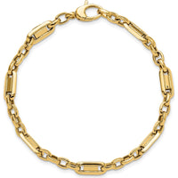 14K Yellow Gold Polished Fancy Link Bracelet - 7.5" Length by 0