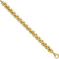14K Yellow Gold Polished Fancy Link Bracelet - 7.5" Length by 0