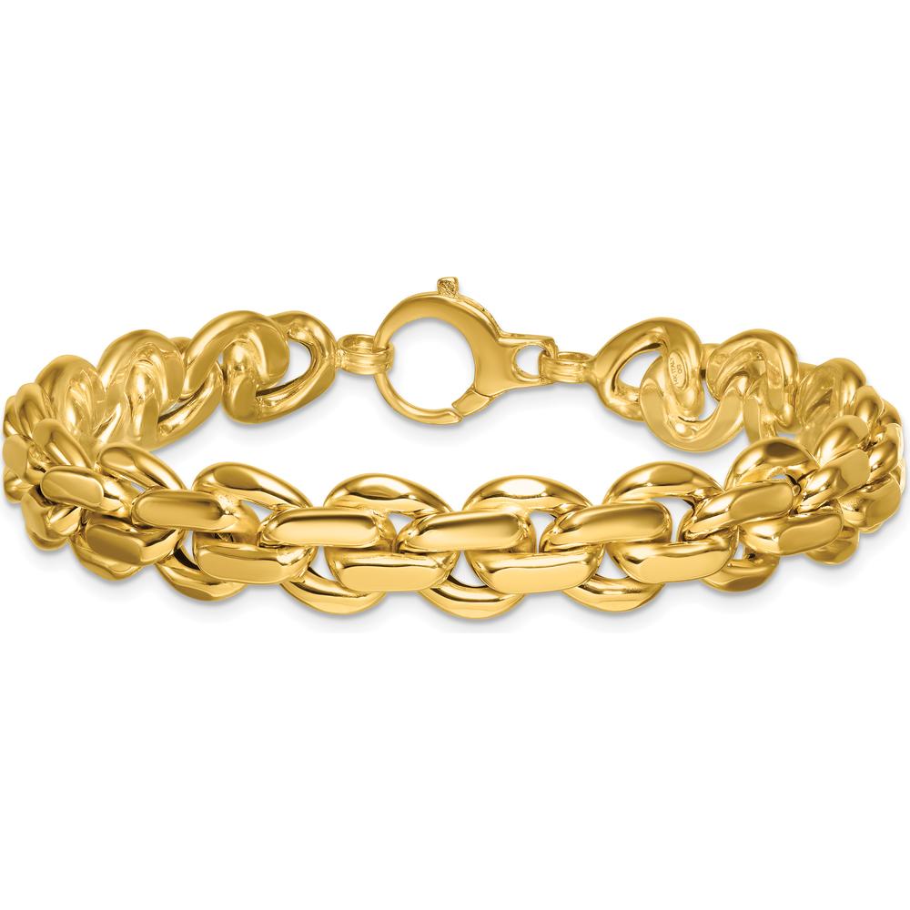 14K Yellow Gold Polished Fancy Link Bracelet - 7.5" Length by 0
