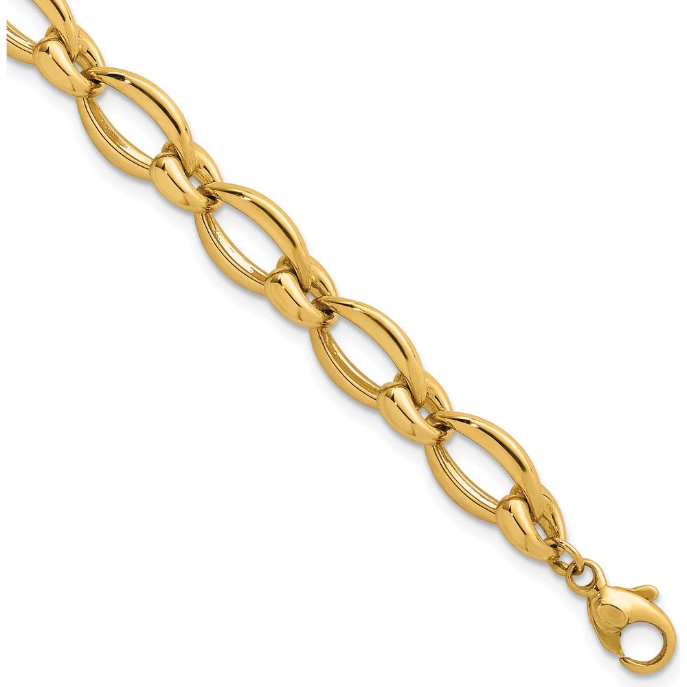 14K Yellow Gold Polished Fancy Link Bracelet - 8.6mm Width, 7.5" Length by 0