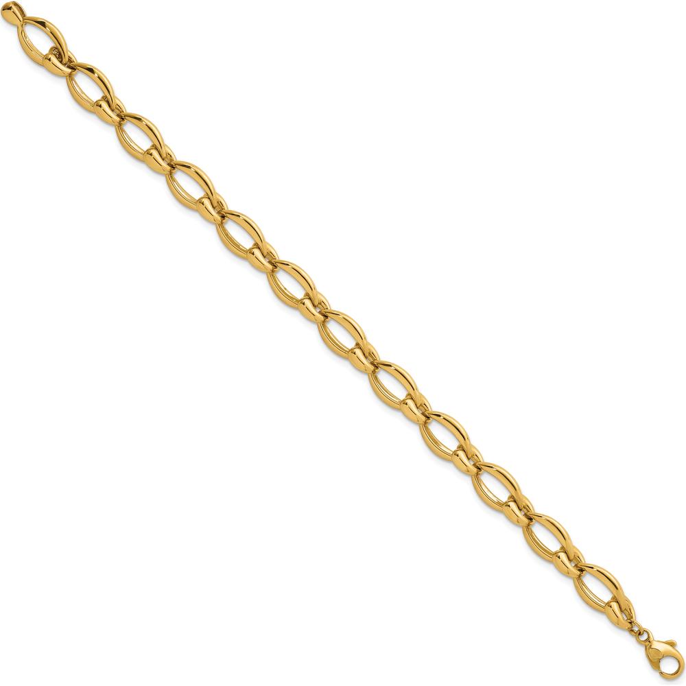 14K Yellow Gold Polished Fancy Link Bracelet - 8.6mm Width, 7.5" Length by 0