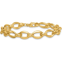 14K Yellow Gold Polished Fancy Link Bracelet - 8.6mm Width, 7.5" Length by 0