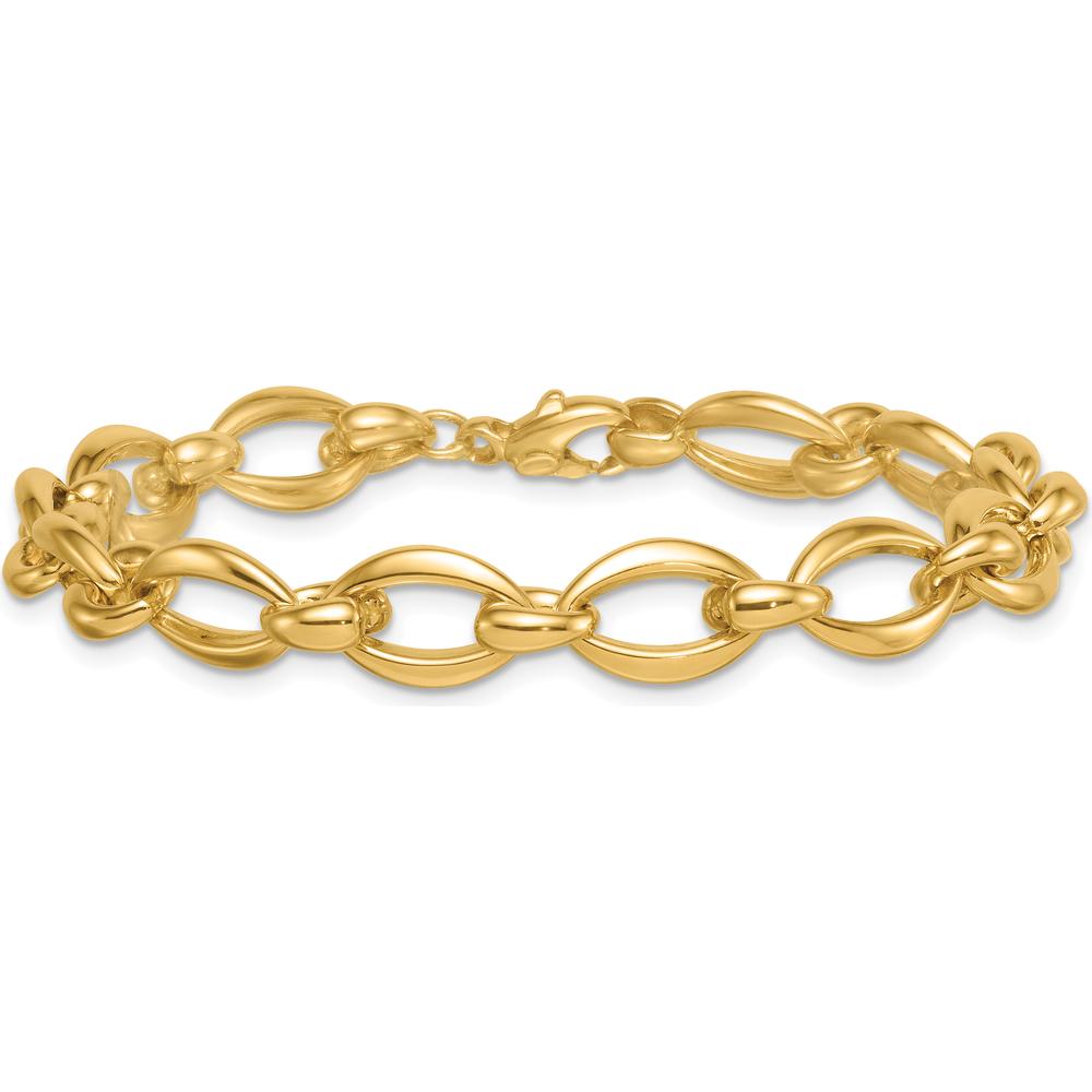14K Yellow Gold Polished Fancy Link Bracelet - 8.6mm Width, 7.5" Length by 0