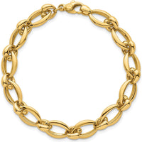 14K Yellow Gold Polished Fancy Link Bracelet - 8.6mm Width, 7.5" Length by 0