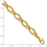 14K Yellow Gold Polished Fancy Link Bracelet - 8.6mm Width, 7.5" Length by 0