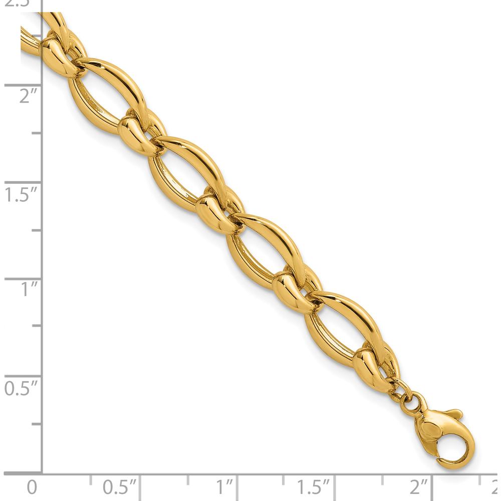 14K Yellow Gold Polished Fancy Link Bracelet - 8.6mm Width, 7.5" Length by 0