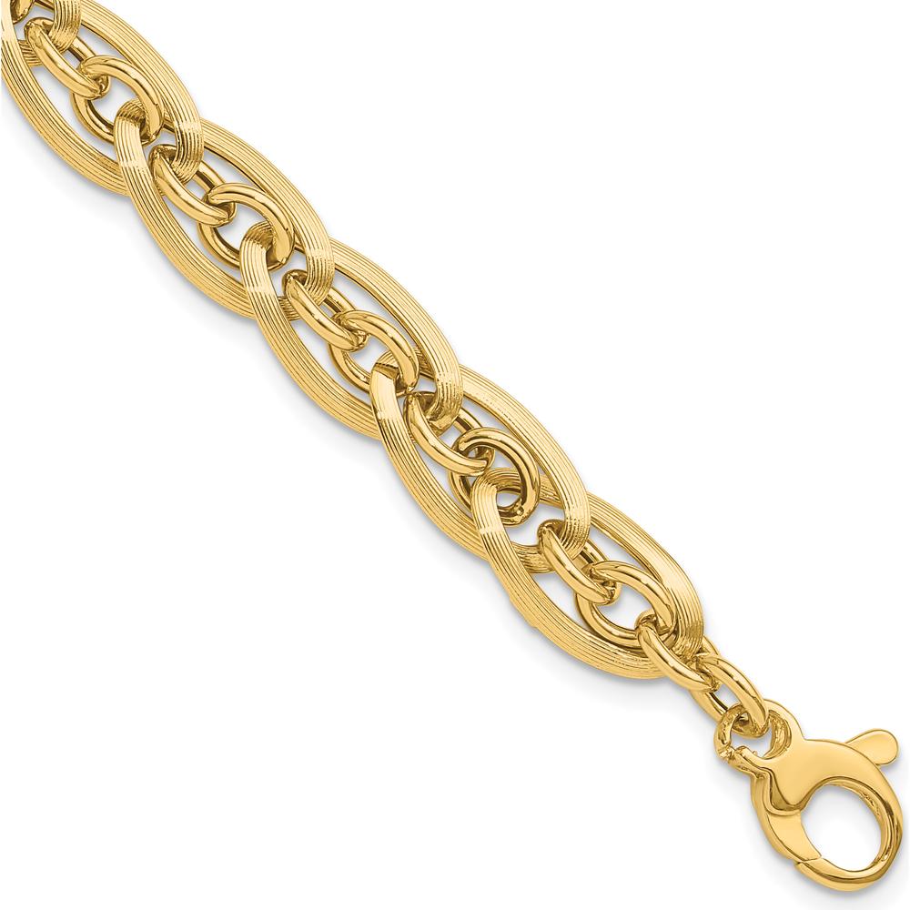 14K Yellow Gold Polished Fancy Link Bracelet with Extender - 8mm Width by 0