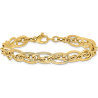 14K Yellow Gold Polished Fancy Link Bracelet with Extender - 8mm Width by 0
