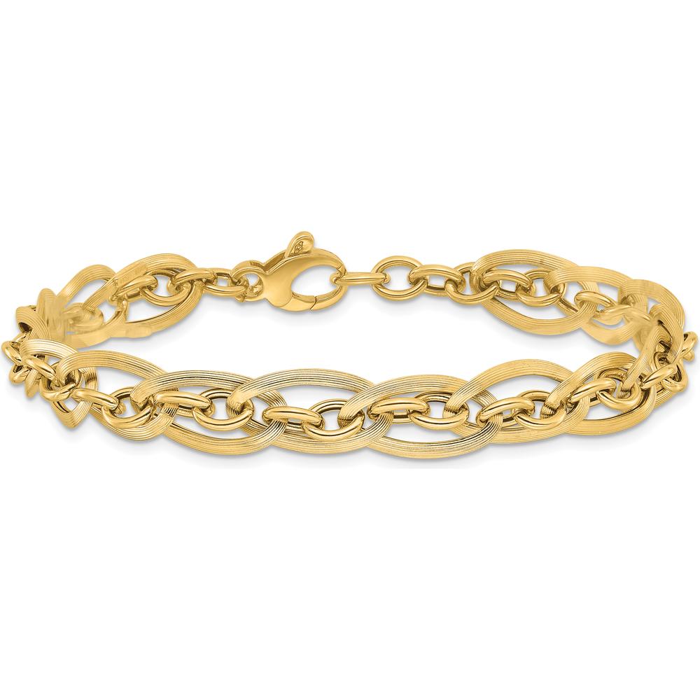 14K Yellow Gold Polished Fancy Link Bracelet with Extender - 8mm Width by 0