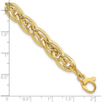 14K Yellow Gold Polished Fancy Link Bracelet with Extender - 8mm Width by 0