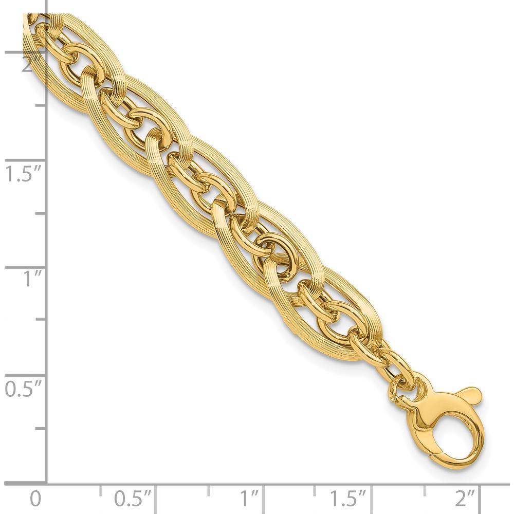 14K Yellow Gold Polished Fancy Link Bracelet with Extender - 8mm Width by 0