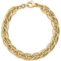 14K Yellow Gold Polished Fancy Link Bracelet with Extender - 8mm Width by 0