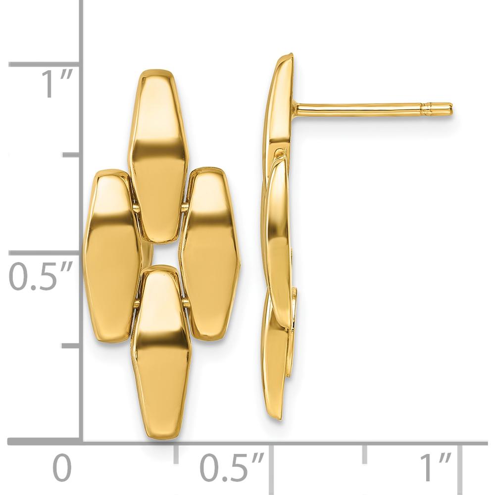 14K Yellow Gold Polished Fancy Link Geometric Dangle Earrings - 25.3mm Length by 0