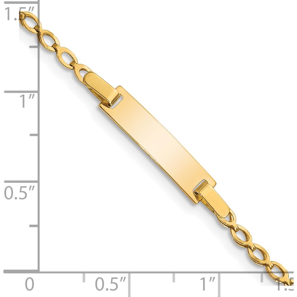 14K Yellow Gold Polished Fancy Link ID Bracelet for Children - 6" Length, Engravable Solid Plate by Oro Pregiato