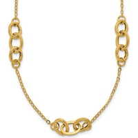 14K Yellow Gold Polished Fancy Linked Oval Necklace - 18" Length with Open Link Chain by 0