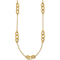 14K Yellow Gold Polished Fancy Linked Oval Necklace - 18" Length with Open Link Chain by 0