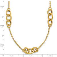 14K Yellow Gold Polished Fancy Linked Oval Necklace - 18" Length with Open Link Chain by 0