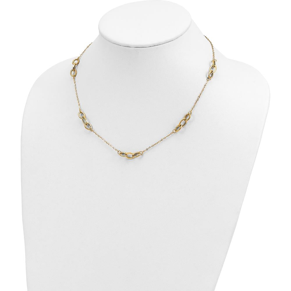 14K Yellow Gold Polished Fancy Linked Oval Necklace - 18" Length with Open Link Chain by 0
