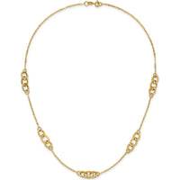 14K Yellow Gold Polished Fancy Linked Oval Necklace - 18" Length with Open Link Chain by 0
