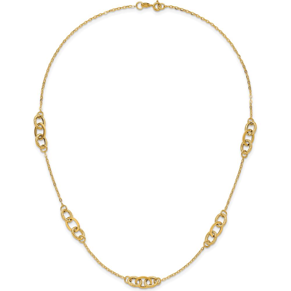 14K Yellow Gold Polished Fancy Linked Oval Necklace - 18" Length with Open Link Chain by 0