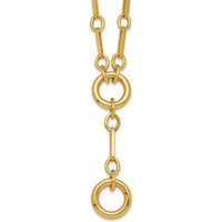 14K Yellow Gold Polished Fancy Long Link with Circles Y-Drop Necklace - 17.5" by 0