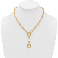 14K Yellow Gold Polished Fancy Long Link with Circles Y-Drop Necklace - 17.5" by 0