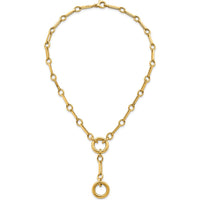 14K Yellow Gold Polished Fancy Long Link with Circles Y-Drop Necklace - 17.5" by 0