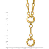 14K Yellow Gold Polished Fancy Long Link with Circles Y-Drop Necklace - 17.5" by 0