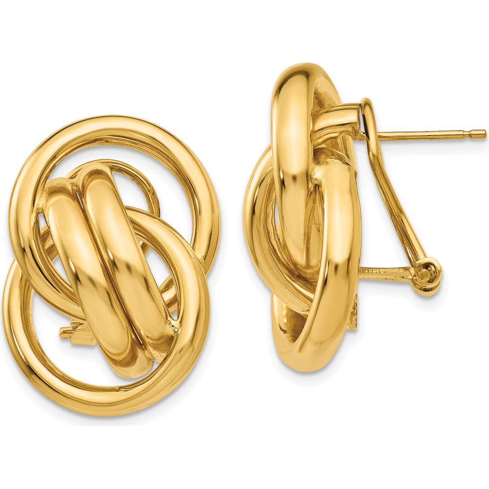 14K Yellow Gold Polished Fancy Omega Back Post Earrings - 26mm Length, 18mm Width by Oro Pregiato