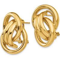 14K Yellow Gold Polished Fancy Omega Back Post Earrings - 26mm Length, 18mm Width by Oro Pregiato