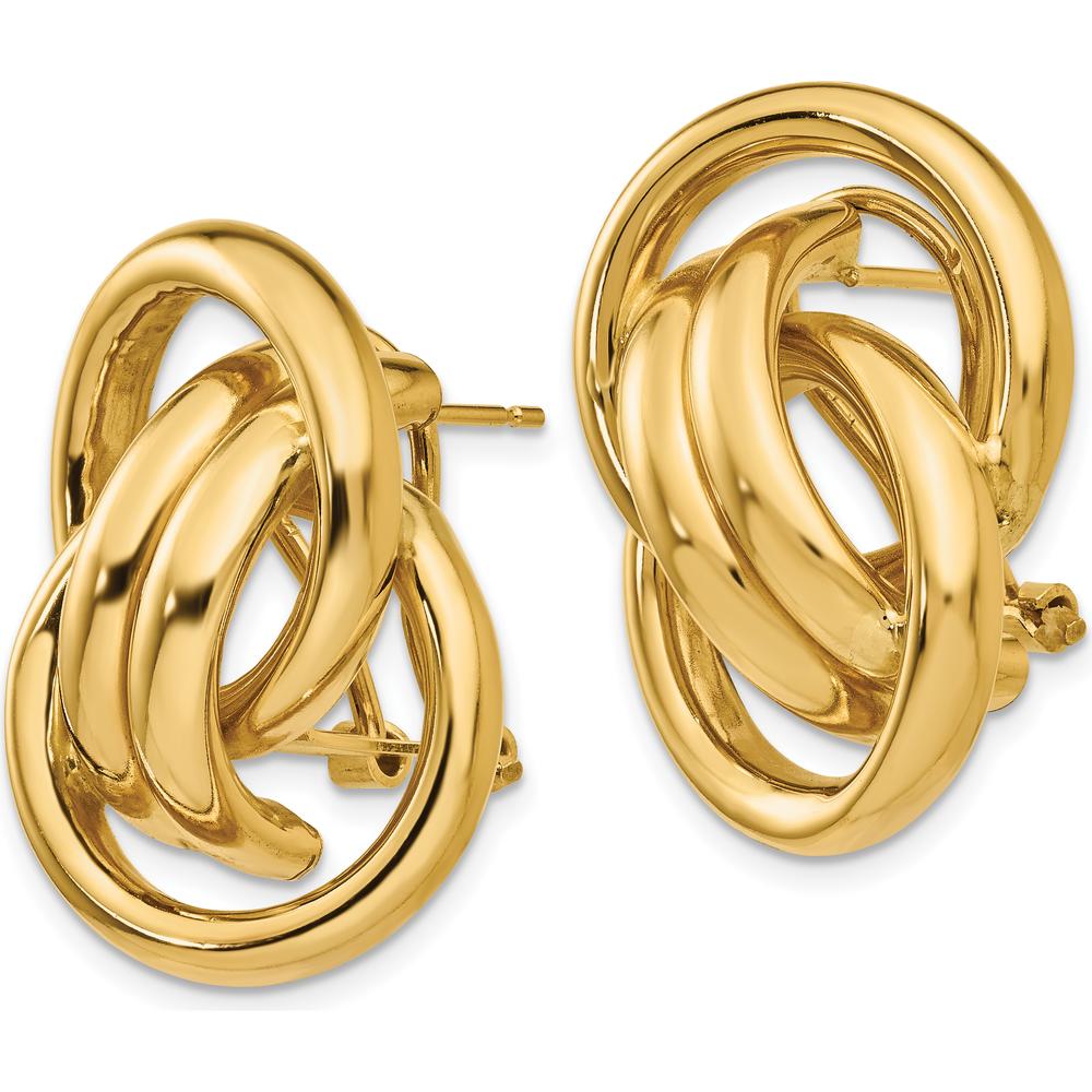 14K Yellow Gold Polished Fancy Omega Back Post Earrings - 26mm Length, 18mm Width by Oro Pregiato