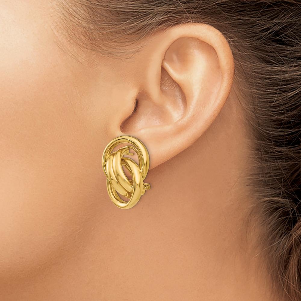 14K Yellow Gold Polished Fancy Omega Back Post Earrings - 26mm Length, 18mm Width by Oro Pregiato