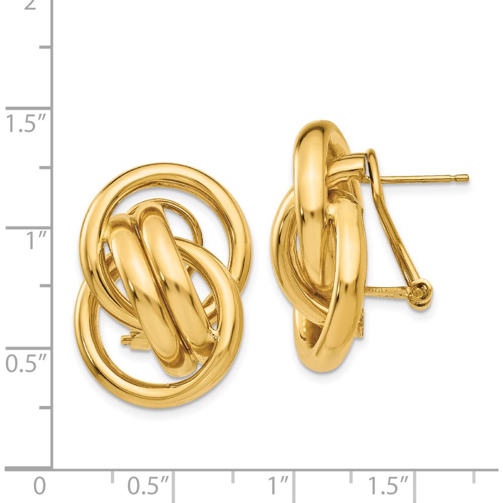 14K Yellow Gold Polished Fancy Omega Back Post Earrings - 26mm Length, 18mm Width by Oro Pregiato
