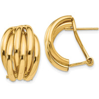 14K Yellow Gold Polished Fancy Omega Back Post Earrings - Timeless Button Design by Oro Pregiato
