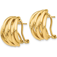 14K Yellow Gold Polished Fancy Omega Back Post Earrings - Timeless Button Design by Oro Pregiato