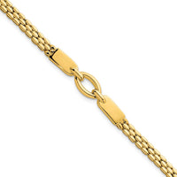 14K Yellow Gold Polished Fancy Oval Center Brick Link Bracelet - 7.5" Length by 0