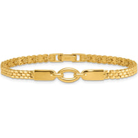 14K Yellow Gold Polished Fancy Oval Center Brick Link Bracelet - 7.5" Length by 0